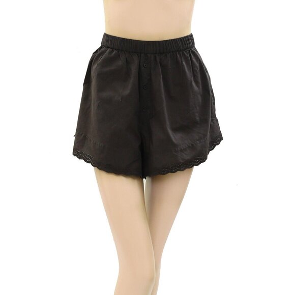 The Great Sleep The Eyelet Tap Shorts Lace High Waisted Cotton Pull-on L 272463 - Picture 7 of 10